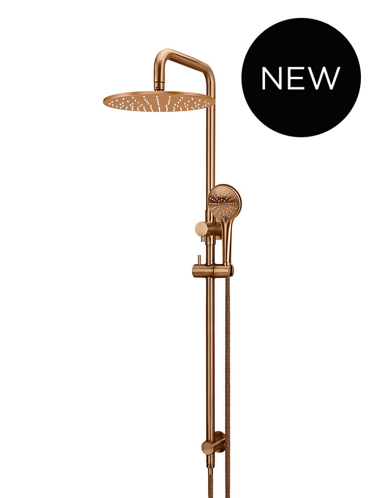 ROUND COMBINATION SHOWER RAIL 300MM ROSE, THREE FUNCTION HAND SHOWER