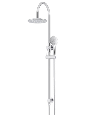 Round Gooseneck Shower Set With 200MM Rose, Three-Function Hand Shower — Polished Chrome, Hand Held Showers
