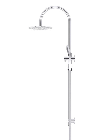 Round Gooseneck Shower Set With 200MM Rose, Three-Function Hand Shower — Polished Chrome, Hand Held Showers