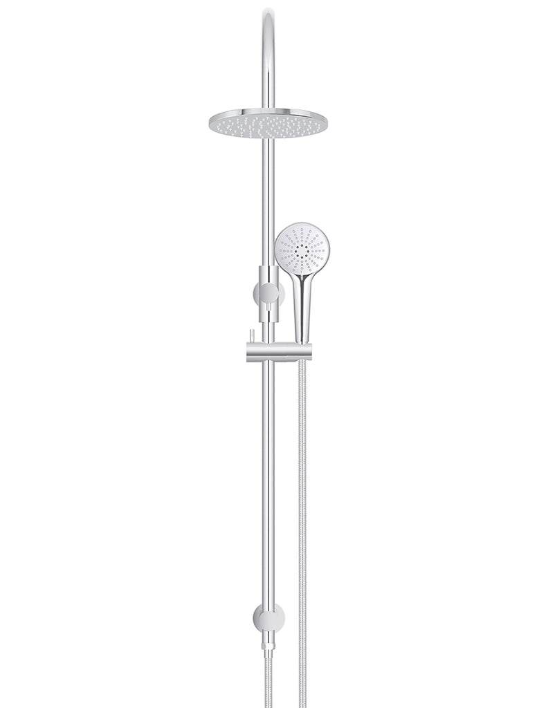 Round Gooseneck Shower Set With 200MM Rose, Three-Function Hand Shower — Polished Chrome, Hand Held Showers