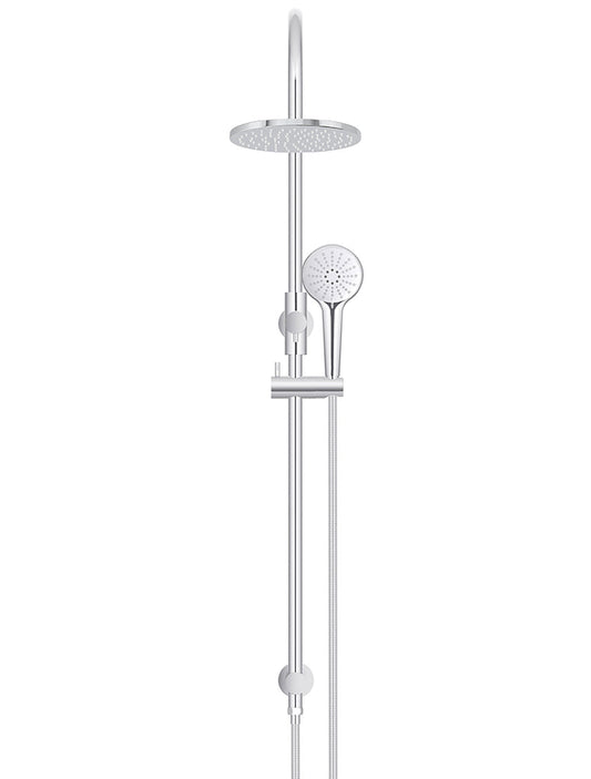 ROUND GOOSENECK SHOWER SET WITH 200MM ROSE, THREE-FUNCTION HAND SHOWER
