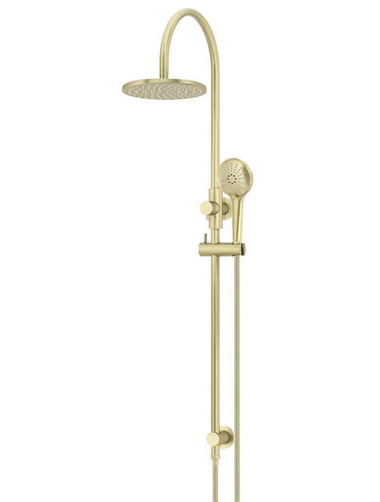 ROUND GOOSENECK SHOWER SET WITH 200MM ROSE, THREE-FUNCTION HAND SHOWER