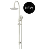 ROUND GOOSENECK SHOWER SET WITH 200MM ROSE, THREE-FUNCTION HAND SHOWER