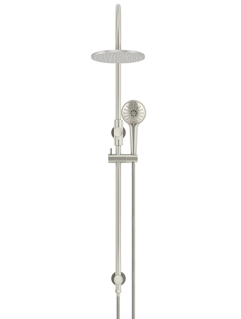 ROUND GOOSENECK SHOWER SET WITH 200MM ROSE, THREE-FUNCTION HAND SHOWER