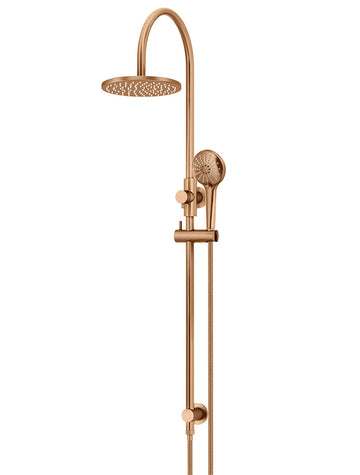 Round Gooseneck Shower Set With 200MM Rose, Three-Function Hand Shower — PVD Lustre Bronze, Hand Held Showers