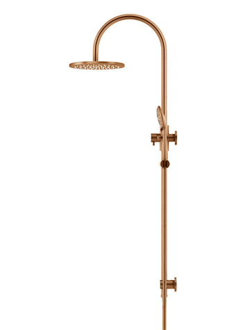 Round Gooseneck Shower Set With 200MM Rose, Three-Function Hand Shower — PVD Lustre Bronze, Hand Held Showers