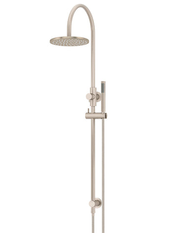 Round Gooseneck Shower Set With 200MM Rose, Single-Function Hand Shower — Champagne, Hand Held Showers