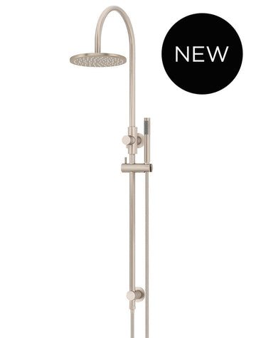 Round Gooseneck Shower Set With 200MM Rose, Single-Function Hand Shower — Champagne, Hand Held Showers