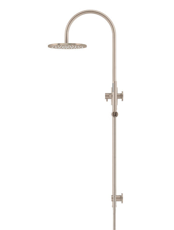 Round Gooseneck Shower Set With 200MM Rose, Single-Function Hand Shower — Champagne, Hand Held Showers