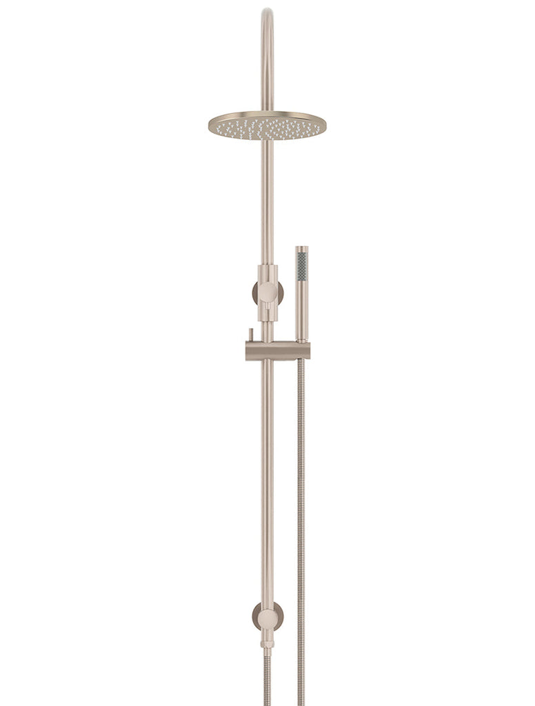 Round Gooseneck Shower Set With 200MM Rose, Single-Function Hand Shower — Champagne, Hand Held Showers