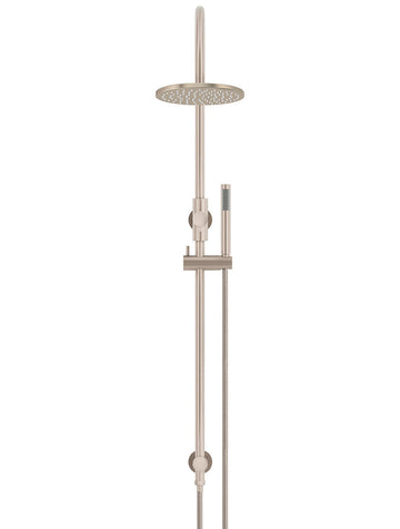 Round Gooseneck Shower Set With 200MM Rose, Single-Function Hand Shower — Champagne, Hand Held Showers