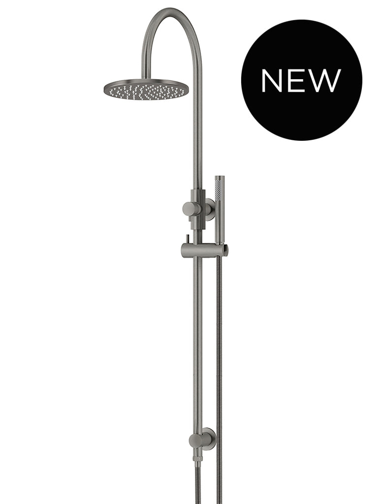 ROUND GOOSENECK SHOWER SET WITH 200MM ROSE, SINGLE-FUNCTION HAND SHOWER