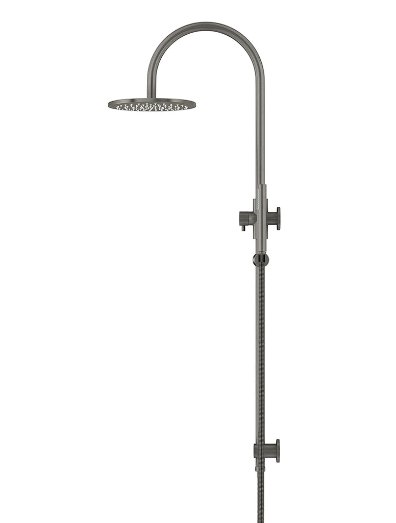 ROUND GOOSENECK SHOWER SET WITH 200MM ROSE, SINGLE-FUNCTION HAND SHOWER