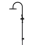 ROUND GOOSENECK SHOWER SET WITH 200MM ROSE, THREE-FUNCTION HAND SHOWER
