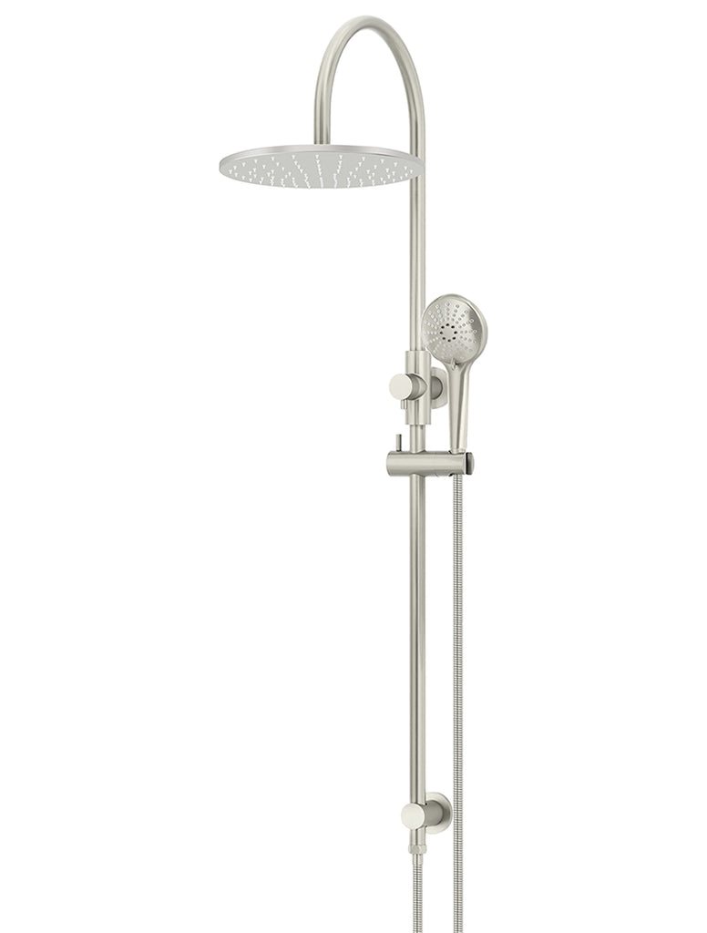 ROUND GOOSENECK SHOWER SET WITH 300MM ROSE, THREE-FUNCTION HAND SHOWER