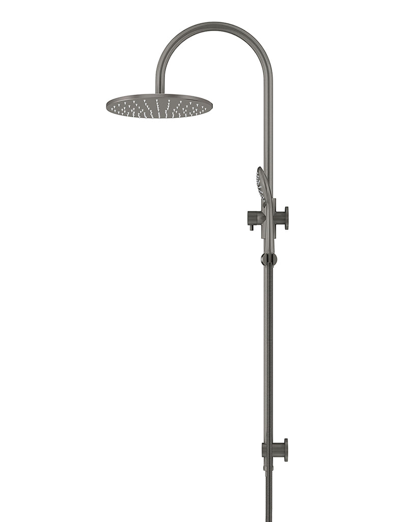 ROUND GOOSENECK SHOWER SET WITH 300MM ROSE, THREE-FUNCTION HAND SHOWER