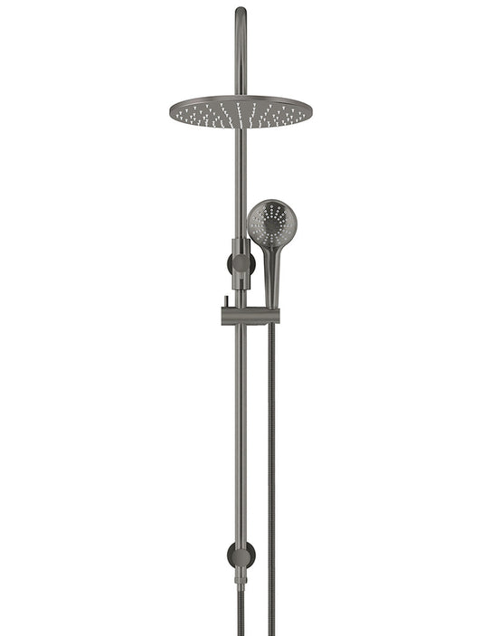 ROUND GOOSENECK SHOWER SET WITH 300MM ROSE, THREE-FUNCTION HAND SHOWER