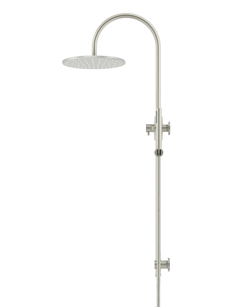 ROUND GOOSENECK SHOWER SET WITH 300MM ROSE, SINGLE-FUNCTION HAND SHOWER