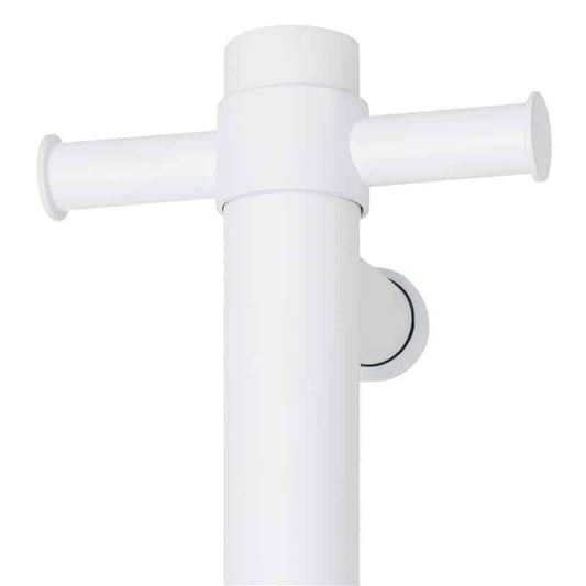 VS900HMW Matt White Straight Round Vertical Single Heated Towel Rail