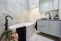 ROUND FREESTANDING BATH SPOUT AND HAND SHOWER