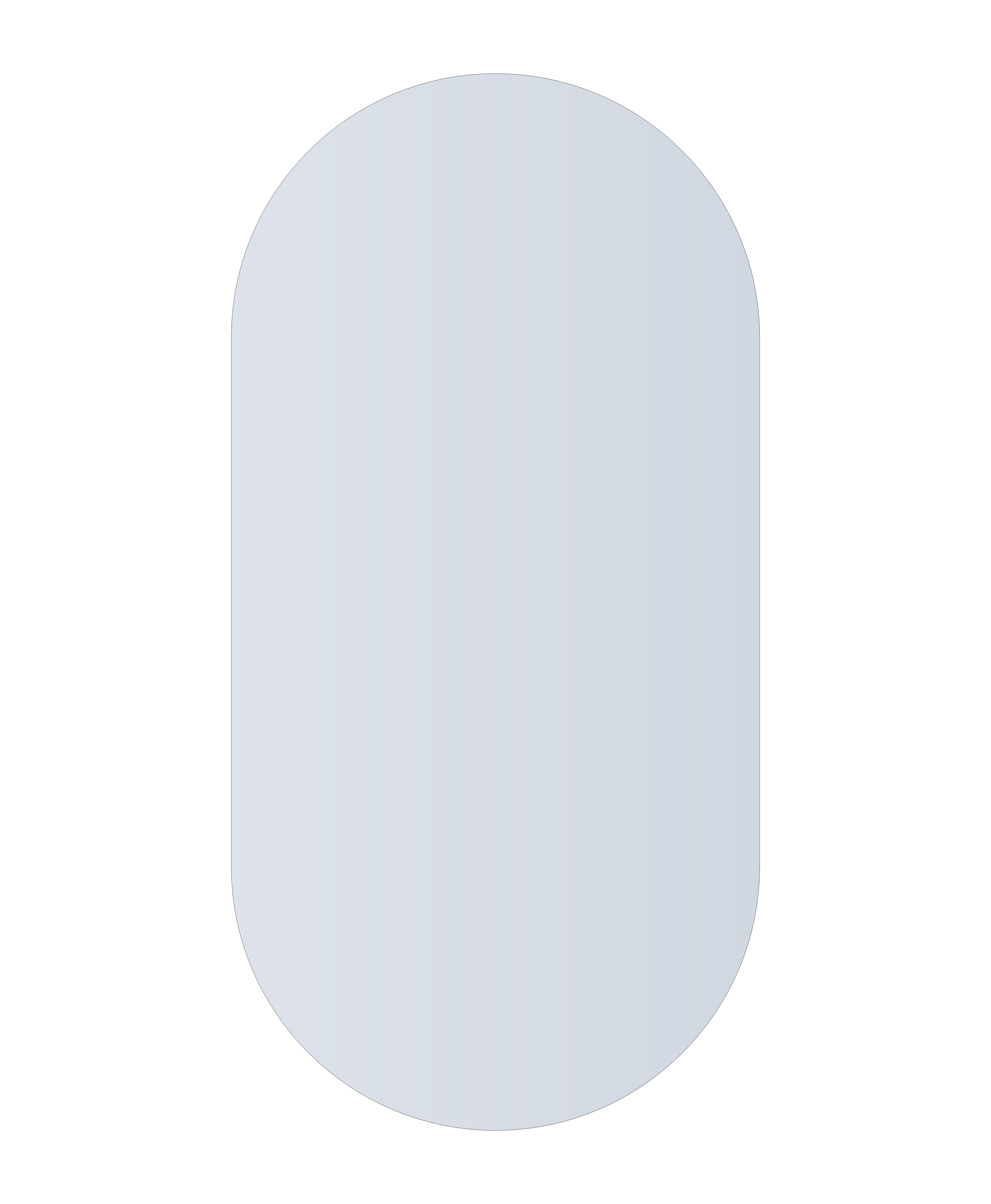 DP6012GTD Pill Shape Polished Edge Mirror Glue-to-Wall including demister