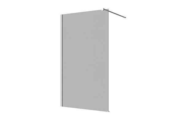 M-Series 860/960/1160 Wall Fixed Panel – Tinted glass/chrome fittings — Chrome & Stainless, Shower Screen Hardware