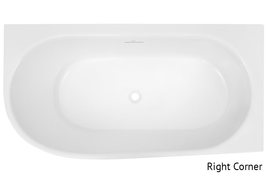 Natalia 1500 Back-To-Corner Freestanding Bath with Integrated Overflow — White Baths, Acrylic Baths