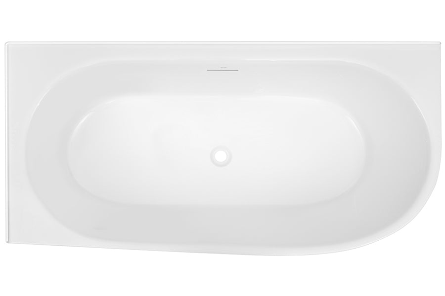 Natalia 1700 Freestanding Back-to-Corner Bath with Integrated Overflow — White Baths, Acrylic Baths