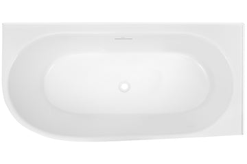 Natalia 1700 Freestanding Back-to-Corner Bath with Integrated Overflow — White Baths, Acrylic Baths