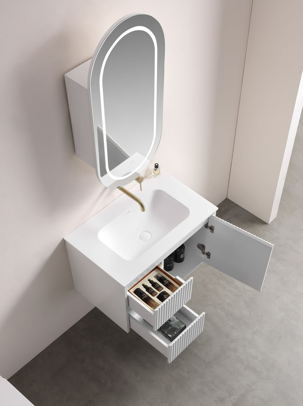 Allison Pill Shaving Cabinets 450x900x150 LK-MAPLSV4590 — Matte Black, Pill Shape Mirrors
