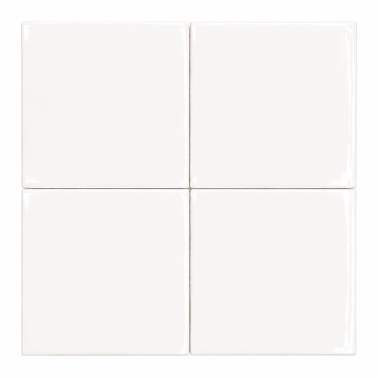 Newcastle Cotton White Handmade Look Wall Tile - Square Gloss