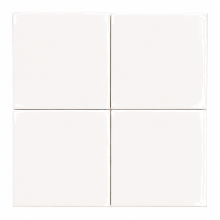 Newcastle Cotton White Handmade Look Wall Tile - Square Gloss