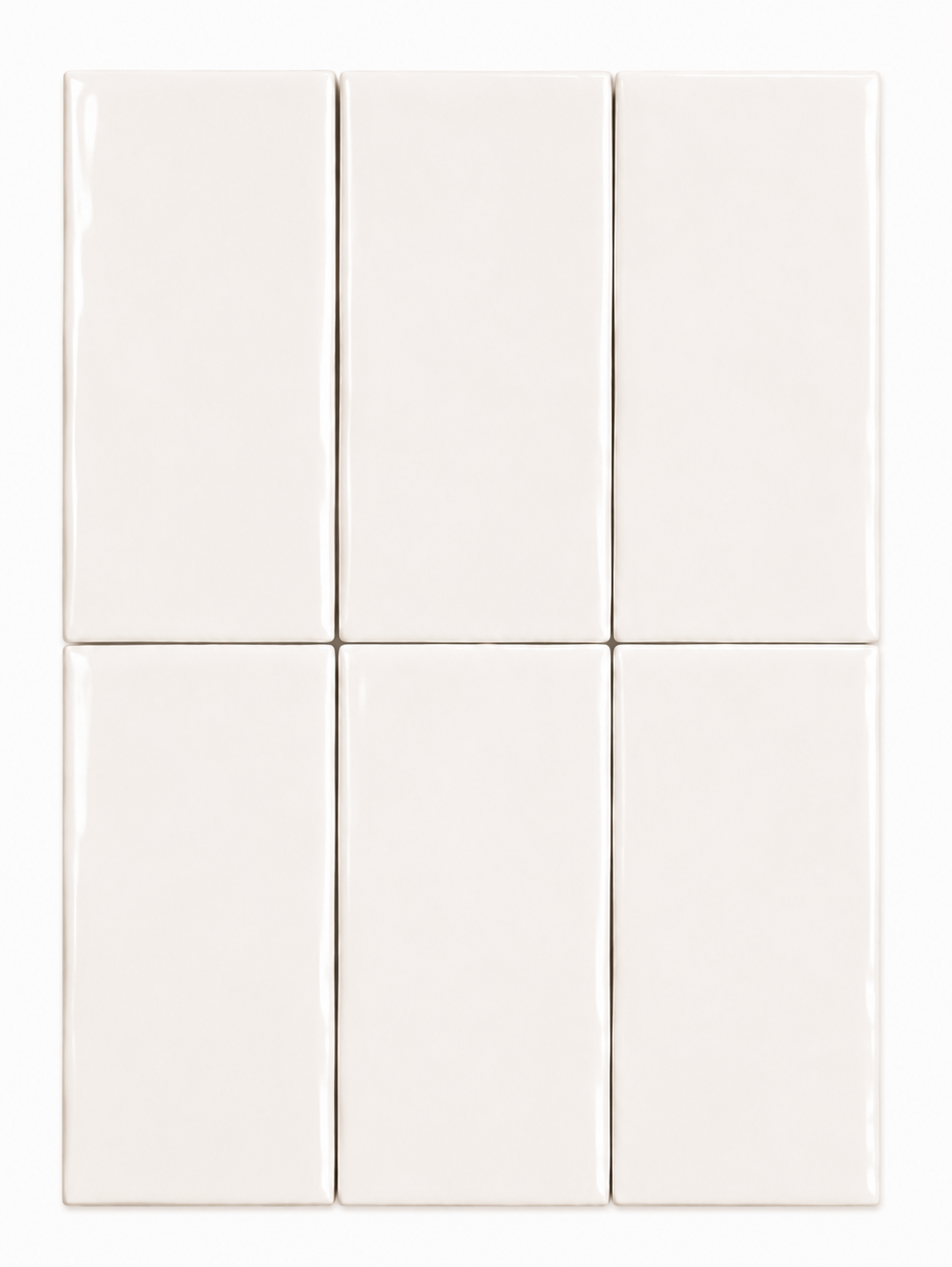 Newcastle Cotton White Handmade Look Wall Tile - Subway Gloss