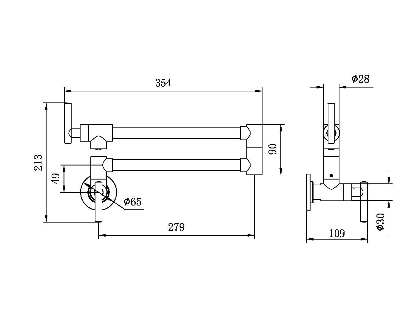 ZEN 316L STAINLESS STEEL POT FILLER BG (NR162203BG) BRUSHED GOLD