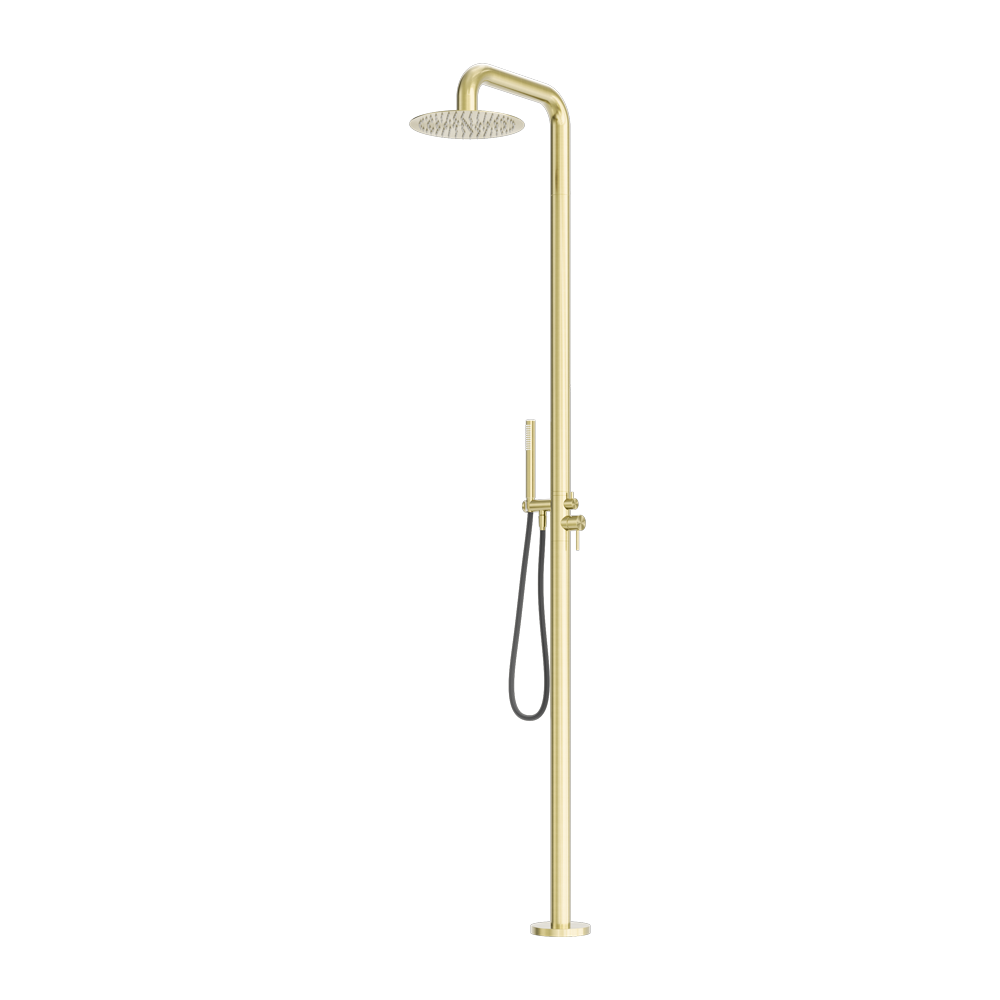 ZEN SS316L OUTDOOR FREESTANDING SHOWER COLUMN BRUSHED GOLD