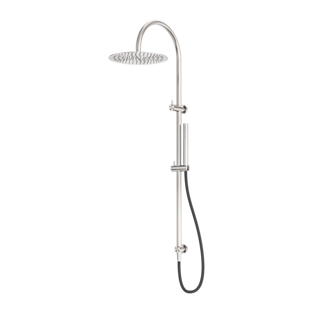 ZEN SS316L TWIN SHOWER WITH OUTDOOR SHOWER HOSE BRUSHED NICKEL