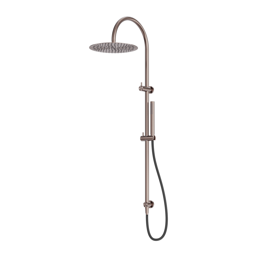 ZEN SS316L TWIN SHOWER WITH OUTDOOR SHOWER HOSE BRUSHED BRONZE