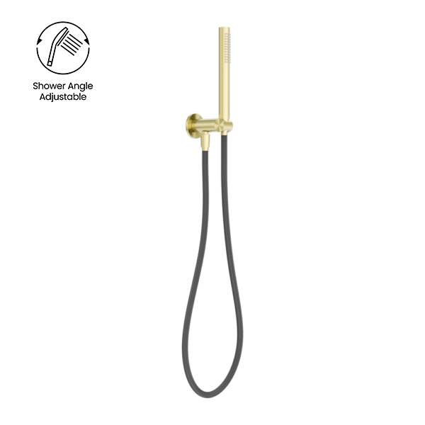 ZEN SS316L SHOWER ON BRACKET WITH OUTDOOR SHOWER HOSE BRUSHED GOLD