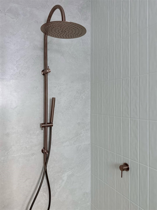 ZEN SS316L TWIN SHOWER WITH OUTDOOR SHOWER HOSE BRUSHED BRONZE