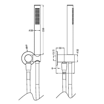 Zen SS316L Shower On Bracket Brushed Bronze — Hand Held Showers