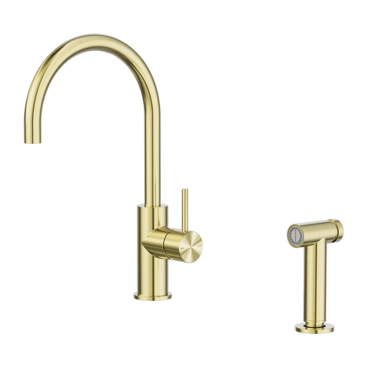 Zen SS316L Kitchen Mixer With Hand Spray Brushed Gold — Gold & Brass, Kitchen Mixers & Taps