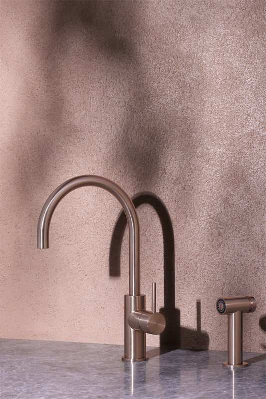 ZEN SS316L KITCHEN MIXER WITH HAND SPRAY BRUSHED BRONZE