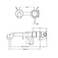 ZEN SS316L WALL BASIN/BATH MIXER SEPARATE BACK PLATE 185/230MM SPOUT BRUSHED NICKEL