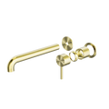 ZEN SS316L WALL BASIN/BATH MIXER SEPARATE BACK PLATE 185/230MM SPOUT TRIM KITS ONLY BRUSHED GOLD