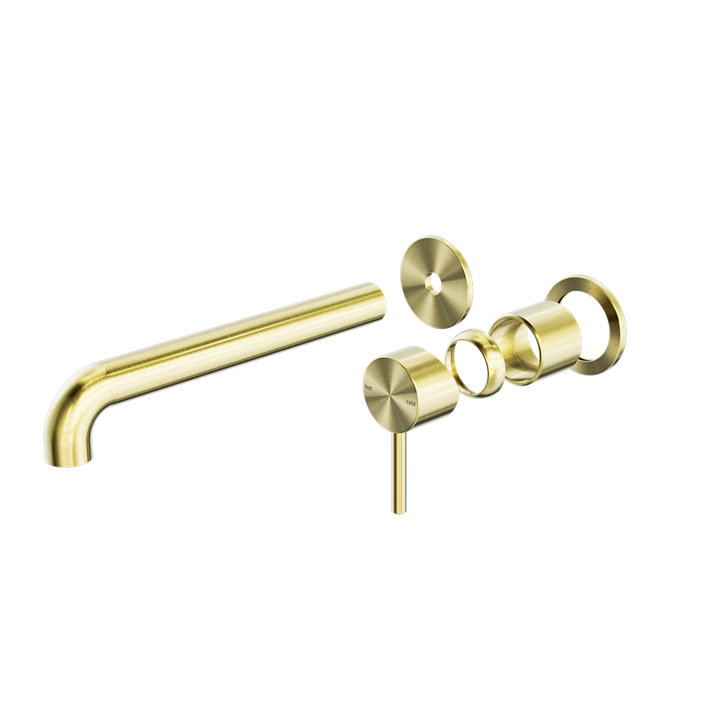 ZEN SS316L WALL BASIN/BATH MIXER SEPARATE BACK PLATE 185/230MM SPOUT TRIM KITS ONLY BRUSHED GOLD