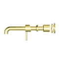 ZEN SS316L WALL BASIN/BATH MIXER SEPARATE BACK PLATE 185/230MM SPOUT TRIM KITS ONLY BRUSHED GOLD