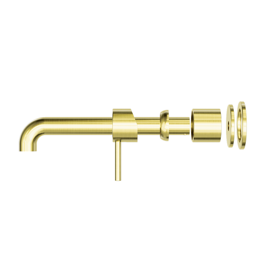 ZEN SS316L WALL BASIN/BATH MIXER SEPARATE BACK PLATE 185/230MM SPOUT TRIM KITS ONLY BRUSHED GOLD