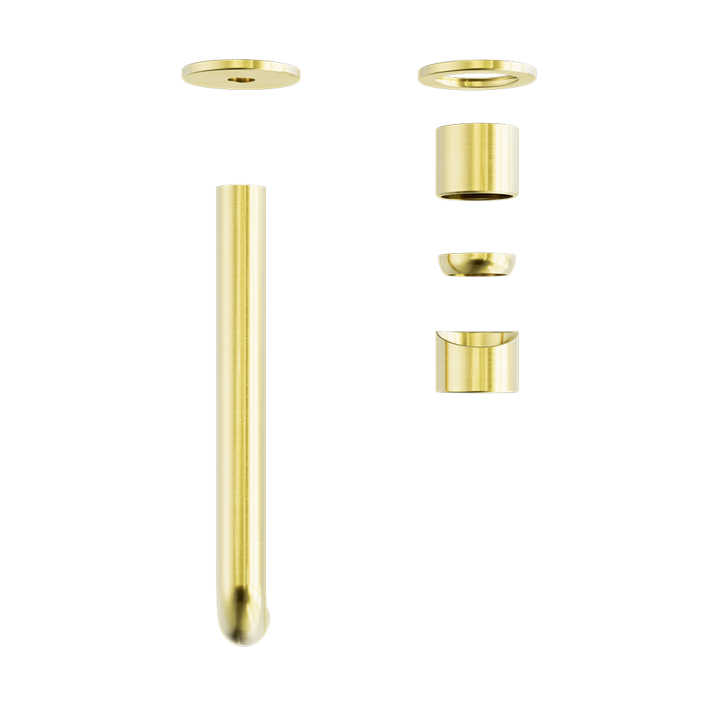 ZEN SS316L WALL BASIN/BATH MIXER SEPARATE BACK PLATE 185/230MM SPOUT TRIM KITS ONLY BRUSHED GOLD