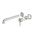 ZEN SS316L WALL BASIN/BATH MIXER SEPARATE BACK PLATE 185/230MM SPOUT TRIM KITS ONLY BRUSHED NICKEL