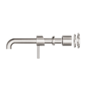 ZEN SS316L WALL BASIN/BATH MIXER SEPARATE BACK PLATE 185/230MM SPOUT TRIM KITS ONLY BRUSHED NICKEL